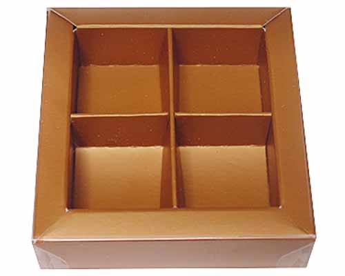 Windowbox 66x66x19mm 4 division hazelnut 